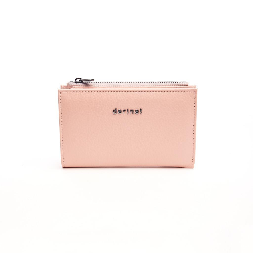 Genuine Leather Zippered Wallet with Coin Compartment
