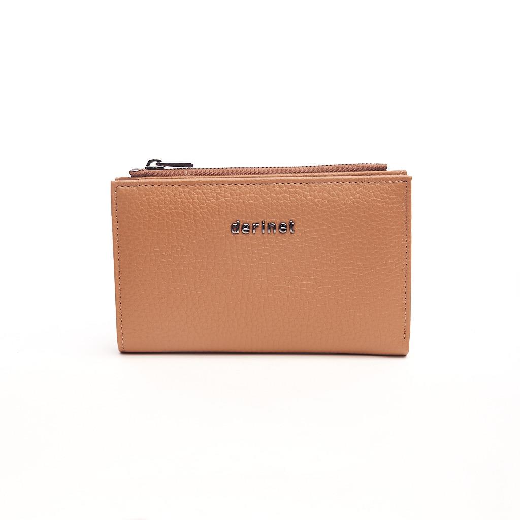Genuine Leather Zippered Wallet with Coin Compartment