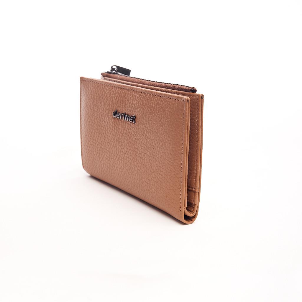 Genuine Leather Zippered Wallet with Coin Compartment