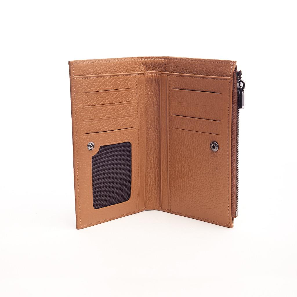 Genuine Leather Zippered Wallet with Coin Compartment
