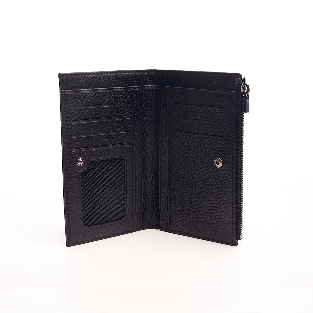 Genuine Leather Zippered Wallet with Coin Compartment