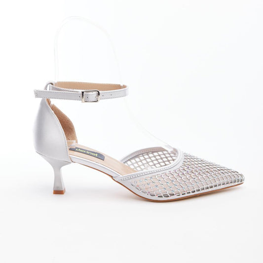 Ankle Strap Stoned Short Heel Women's Evening Shoes 