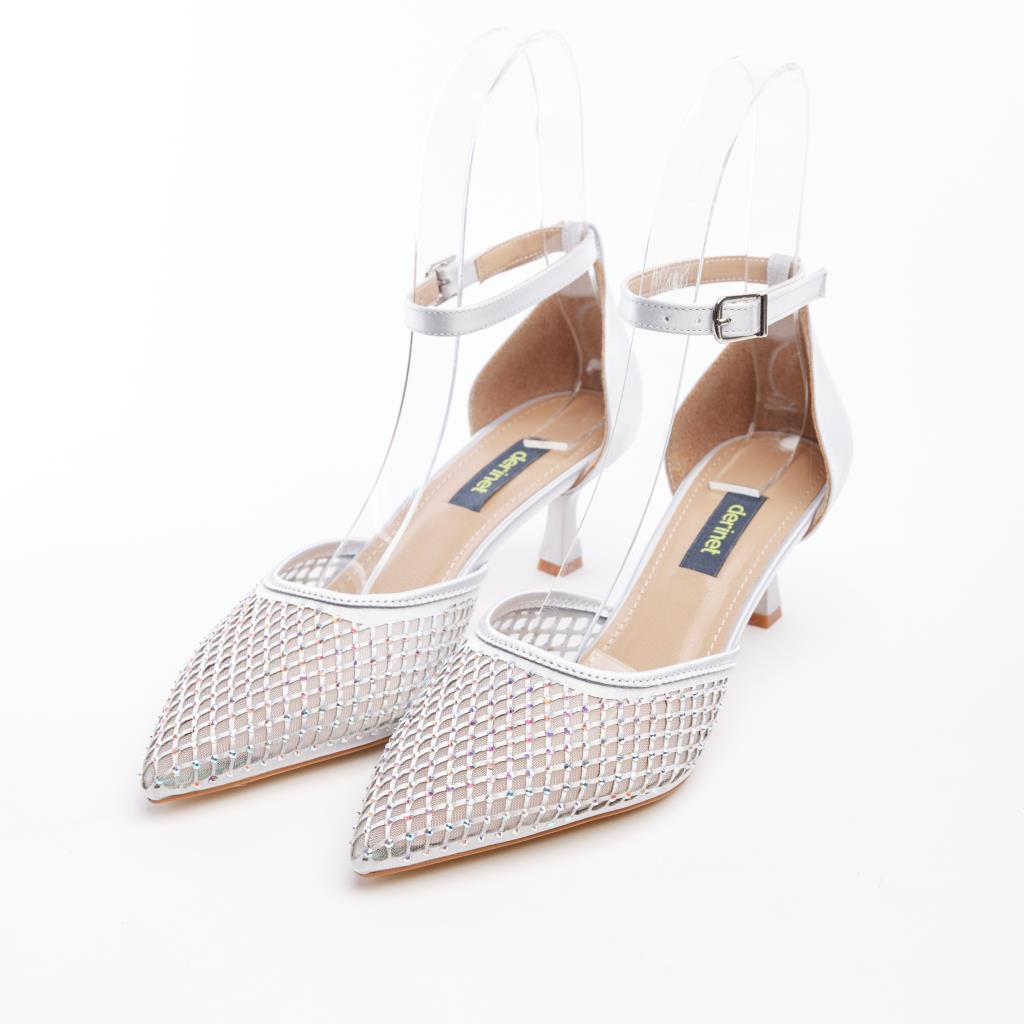 Ankle Strap Stoned Short Heel Women's Evening Shoes 