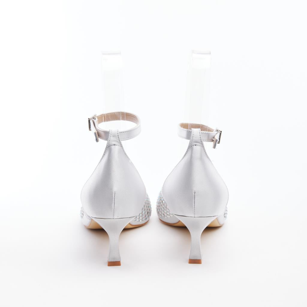 Ankle Strap Stoned Short Heel Women's Evening Shoes 