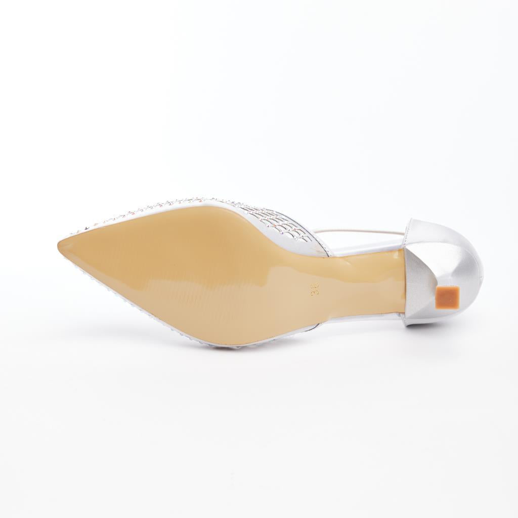 Ankle Strap Stoned Short Heel Women's Evening Shoes 
