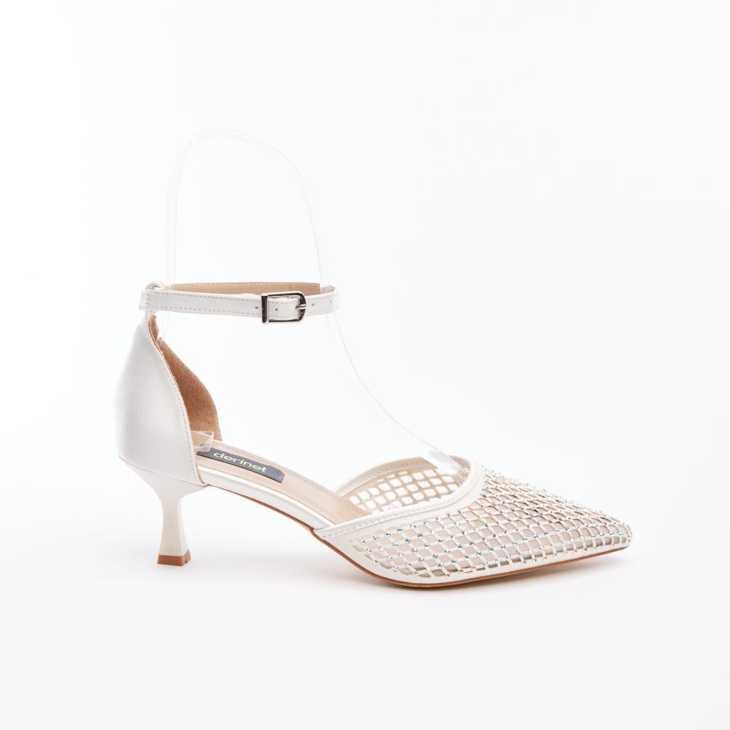 Ankle Strap Stoned Short Heel Women's Evening Shoes 