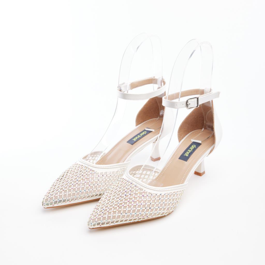 Ankle Strap Stoned Short Heel Women's Evening Shoes 