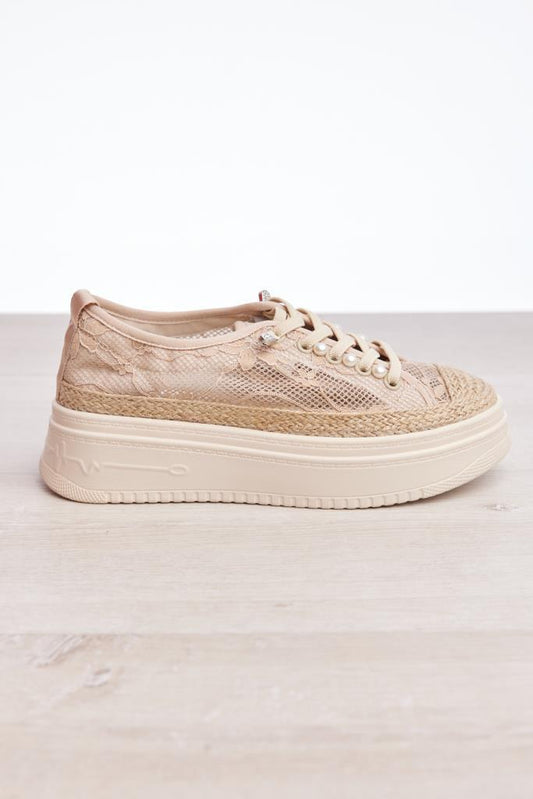 Mesh Straw Stoned Women's Sneakers