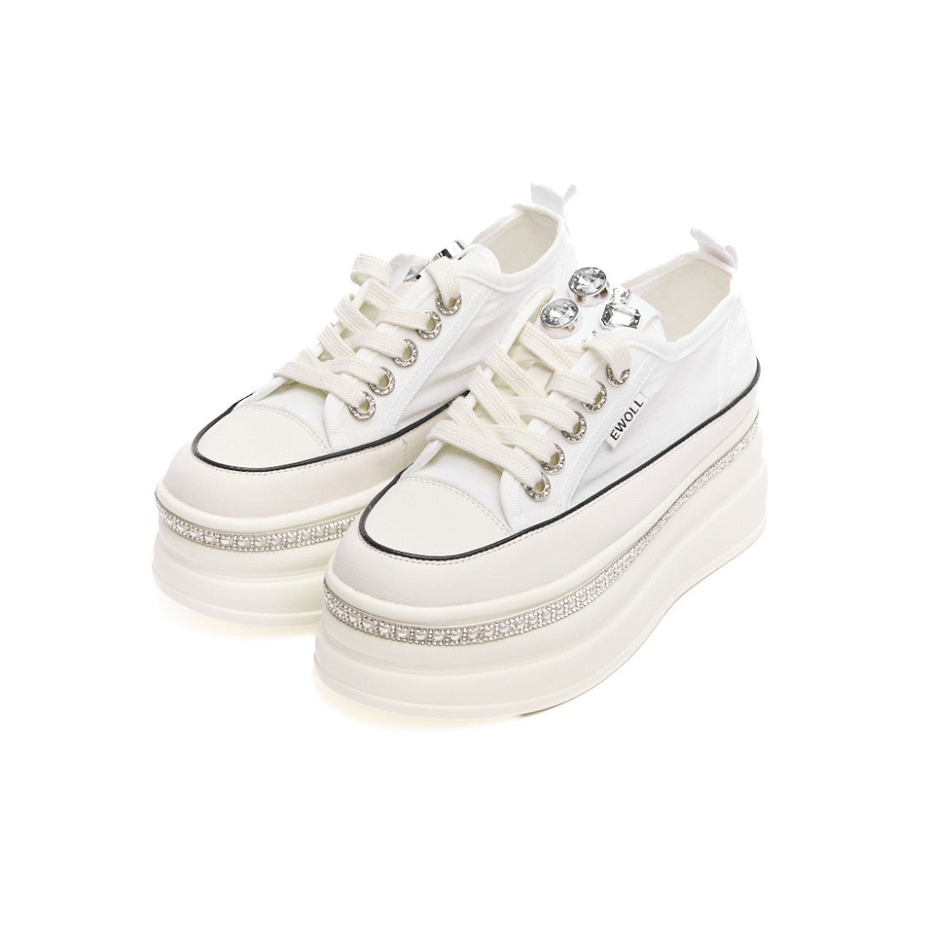 Yüksek Taban Bağcıklı Fileli Günlük Kadın Sneaker