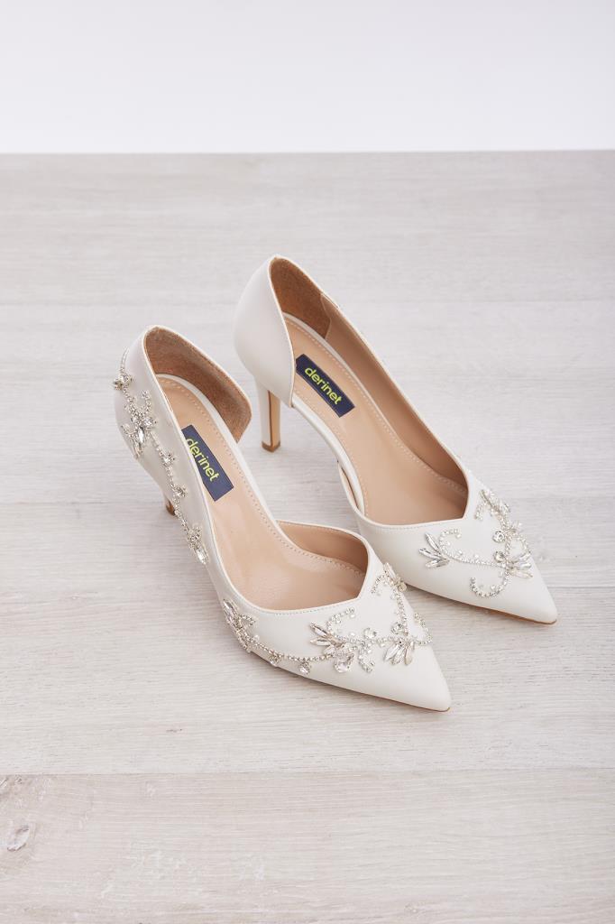 El Yapımı Özel Tasarım Taşlı Kadın Stiletto