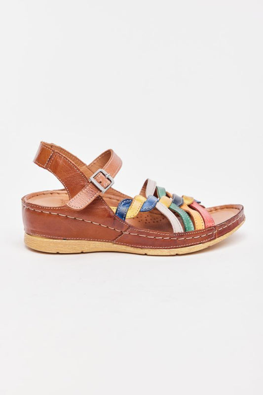 Wedge Sole Genuine Leather Colorful Women's Sandals 