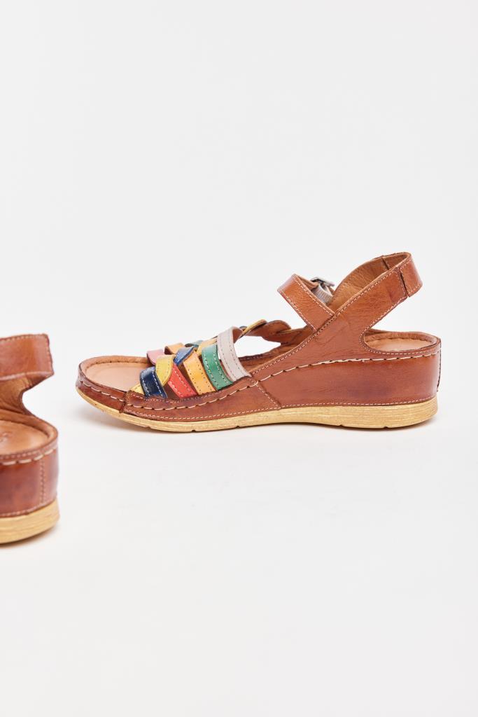 Wedge Sole Genuine Leather Colorful Women's Sandals 