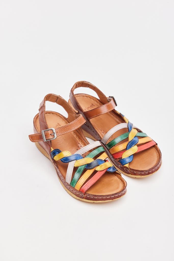 Wedge Sole Genuine Leather Colorful Women's Sandals 