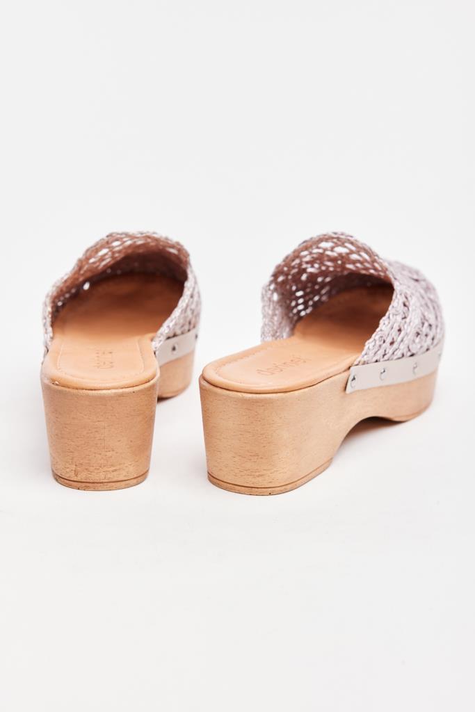 Genuine Leather Women's Straw Slippers 