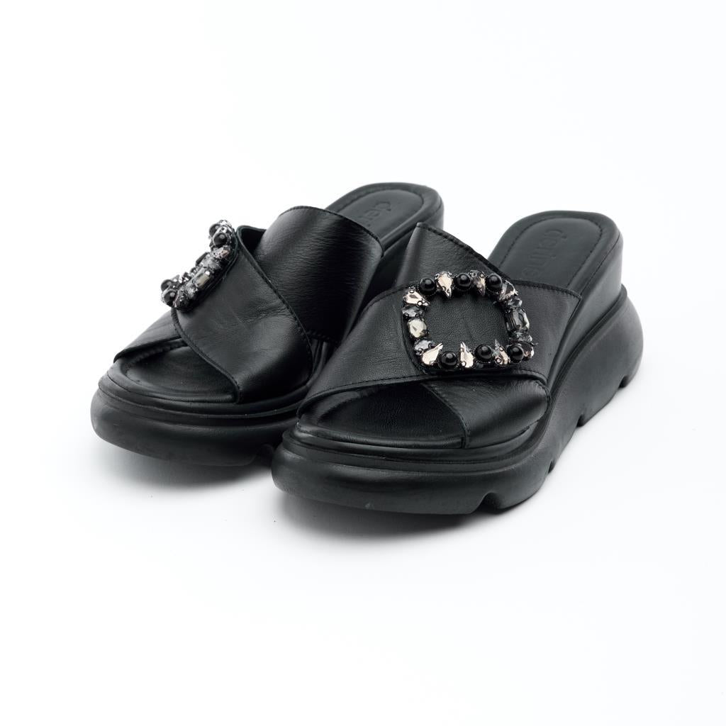 Genuine Leather Comfort Stoned Women's Slippers 