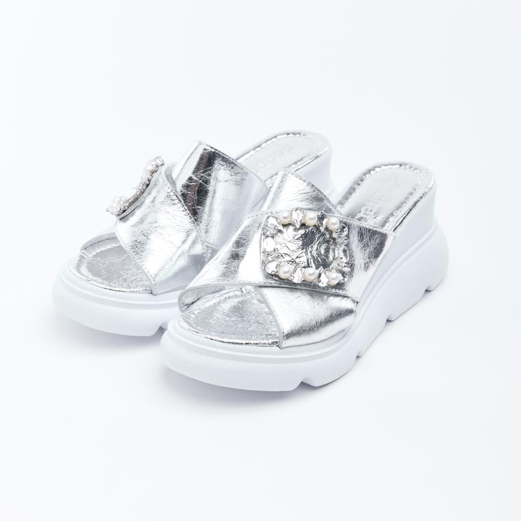 Genuine Leather Comfort Stoned Women's Slippers 