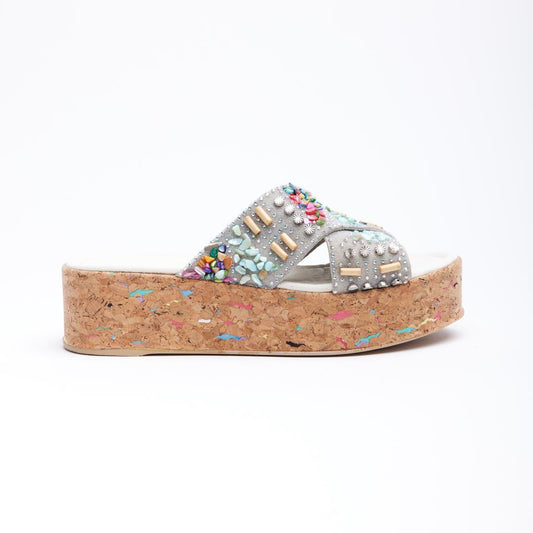 Genuine Leather Stoned Women's Slippers 