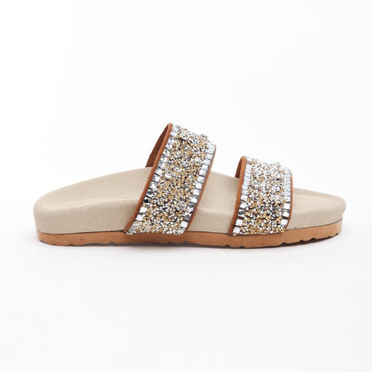 Genuine Leather Multi Stone Women's Slippers
