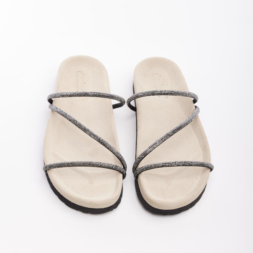 Genuine Leather Stoned Women's Slippers