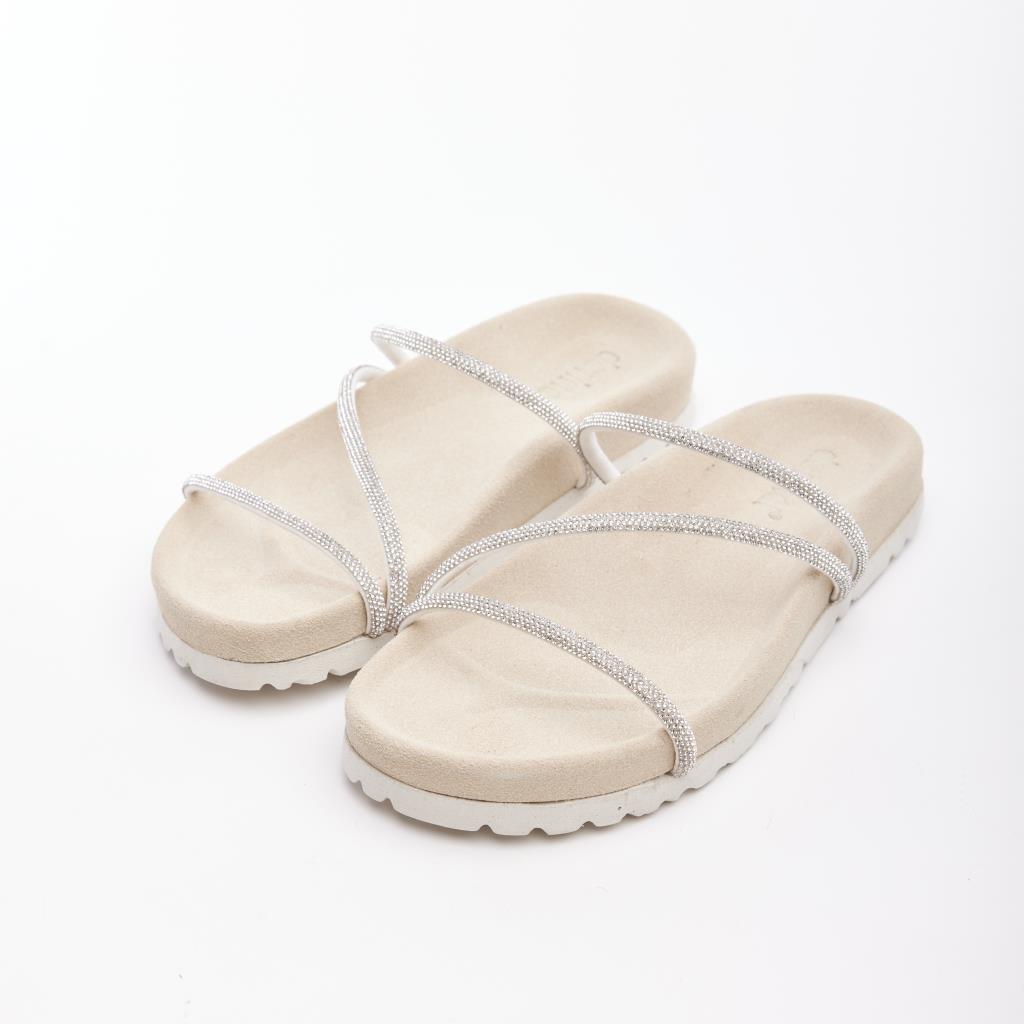 Genuine Leather Stoned Women's Slippers