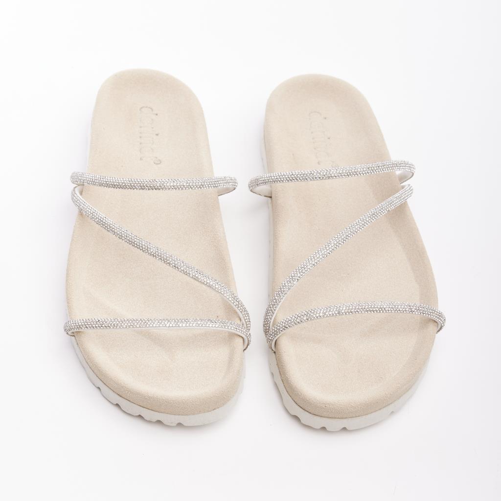 Genuine Leather Stoned Women's Slippers