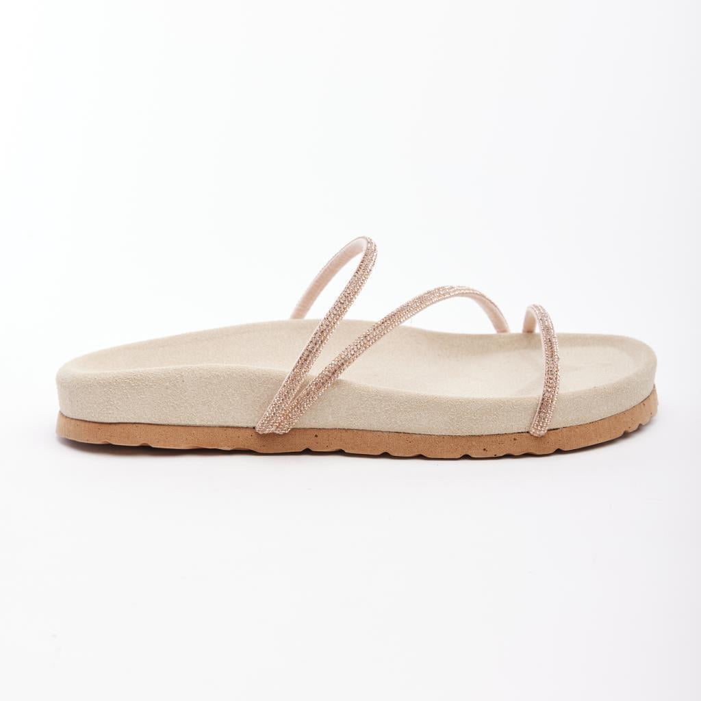 Genuine Leather Stoned Women's Slippers