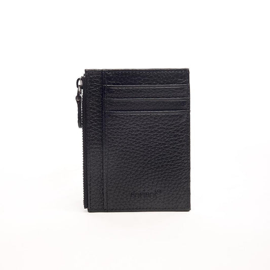 Genuine Leather Zippered Card Holder Wallet