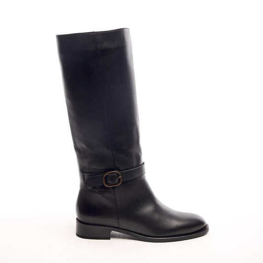 Genuine Leather Buckled Women's Boots 