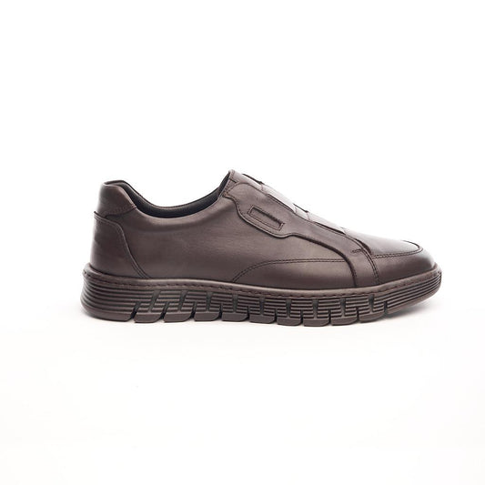 Genuine Leather Casual Men's Shoes with Rubber Laces 
