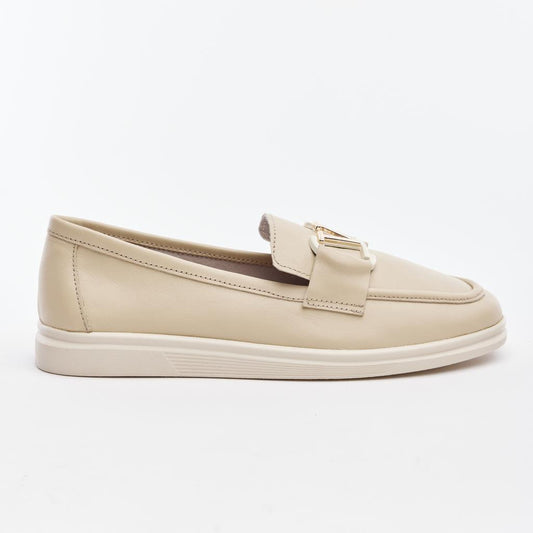 'V' Buckle Women's Genuine Leather Casual Shoes 