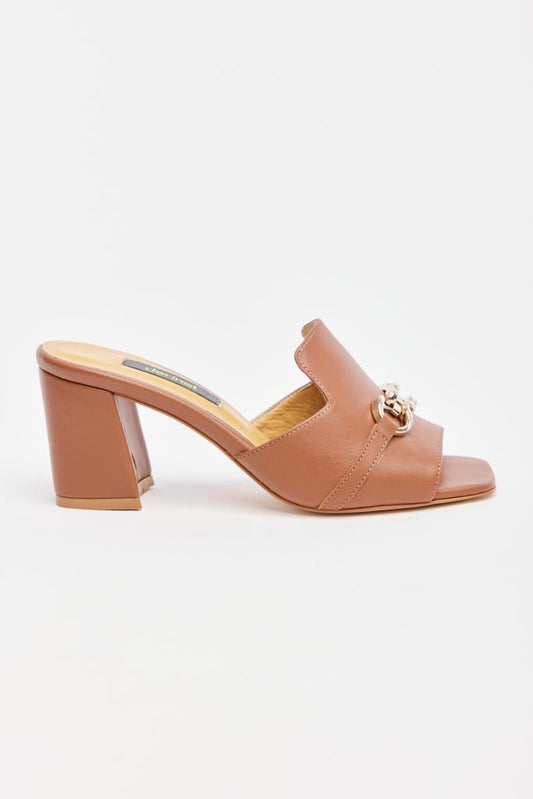 Genuine Leather Women's High Heel Slippers