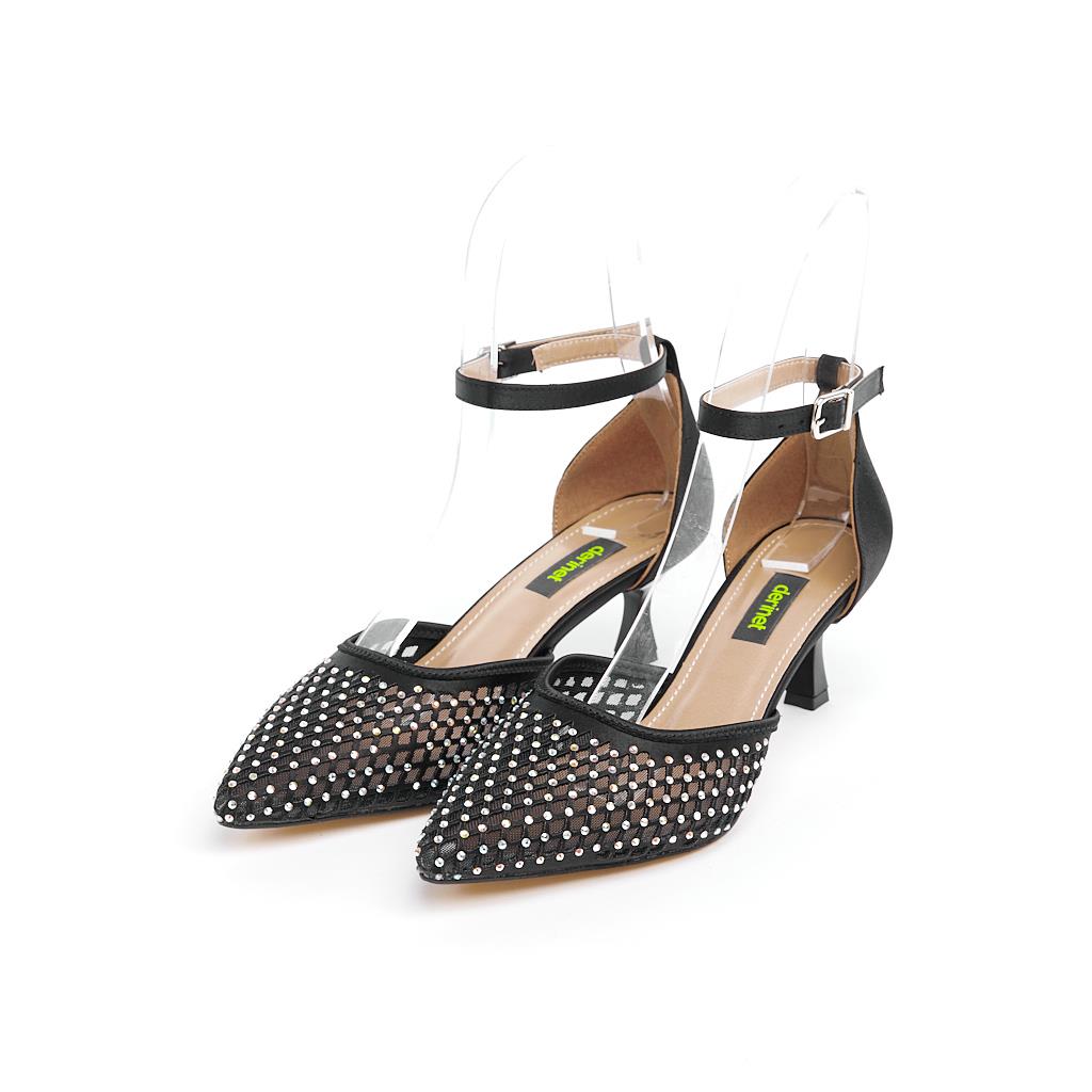 Ankle Strap Stoned Short Heel Women's Evening Shoes 