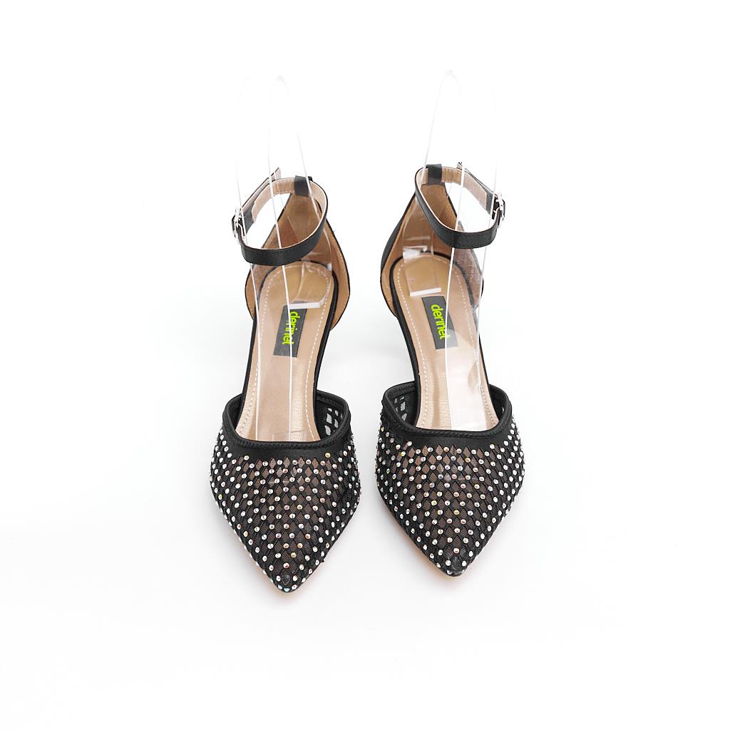Ankle Strap Stoned Short Heel Women's Evening Shoes 