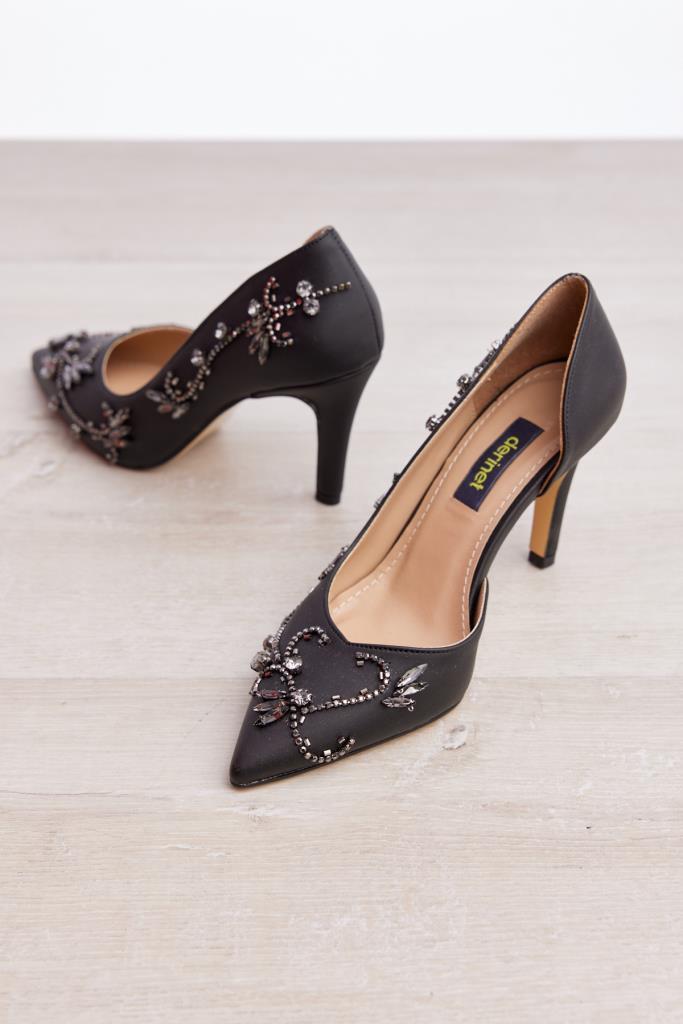 El Yapımı Özel Tasarım Taşlı Kadın Stiletto