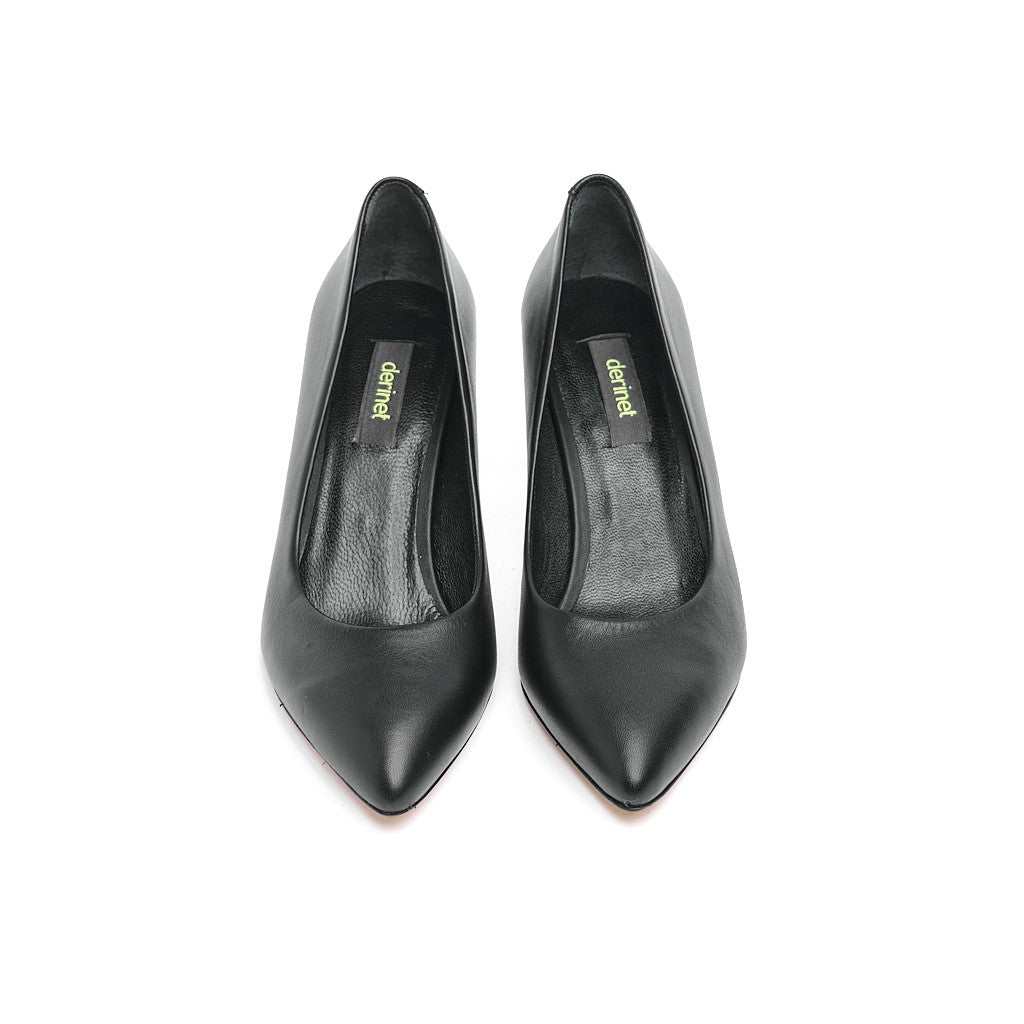 Hakiki Deri Kalın Topuk Kadın Stiletto