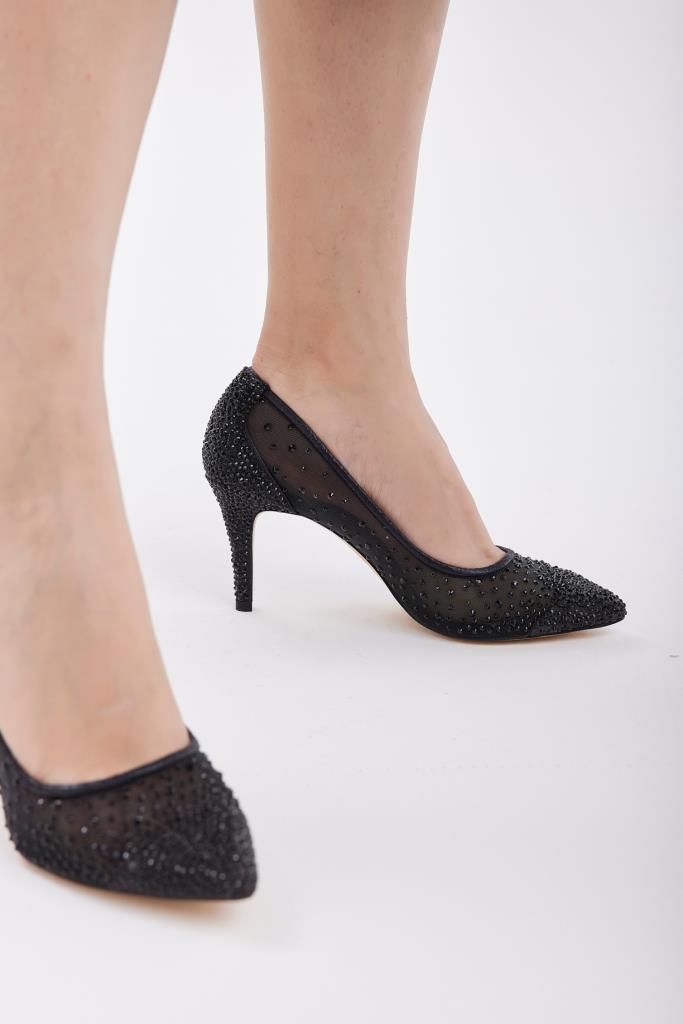 Sindirella Taş Aksesuarlı Fileli Kadın Stiletto