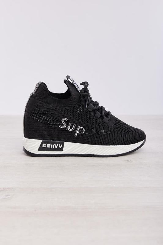 Lace-Up Accessory Hidden Heel Women's Sneakers