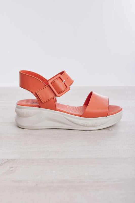 Genuine Leather Women's Sandals with Ankle Strap and Buckle