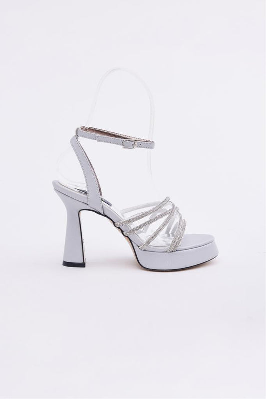 Ankle Strap Stone Heeled Women's Shoes