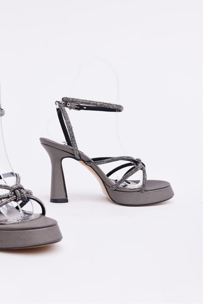 Ankle Strap Stone Heeled Women's Shoes