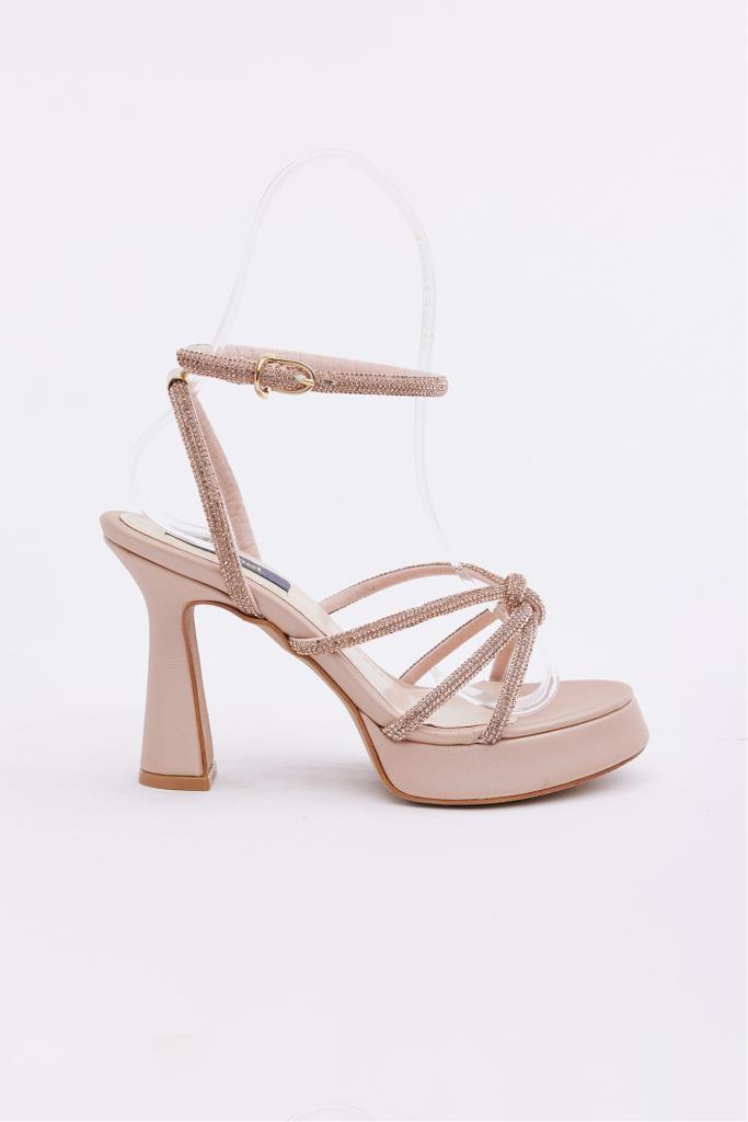 Ankle Strap Stone Heeled Women's Shoes