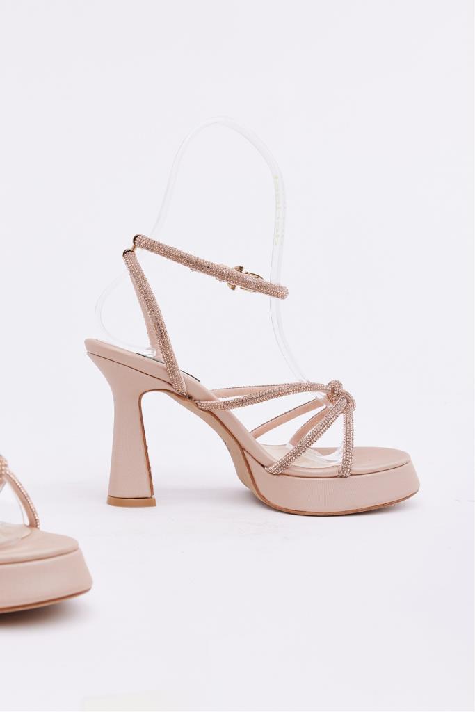 Ankle Strap Stone Heeled Women's Shoes