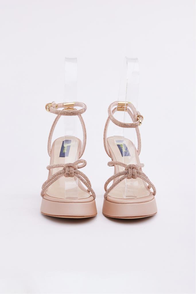 Ankle Strap Stone Heeled Women's Shoes
