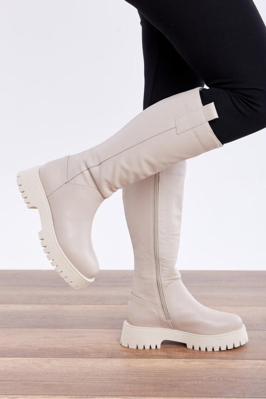 Zippered High Sole Genuine Leather Women's Boots