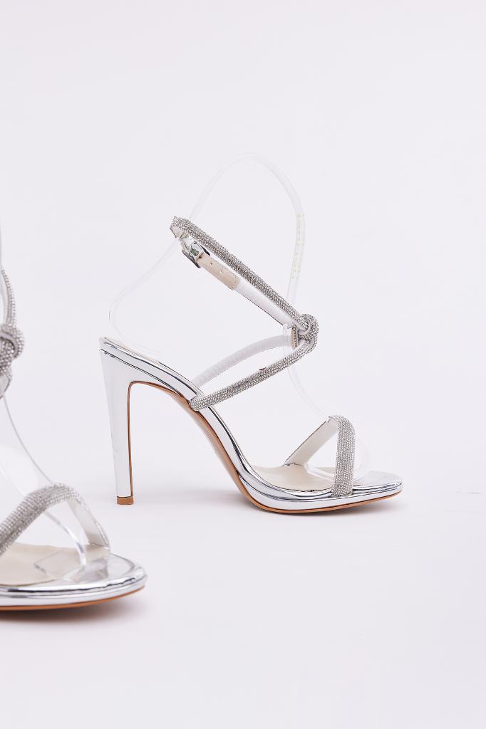 Mirror Stone Ankle Strap Women's High Heel Shoes