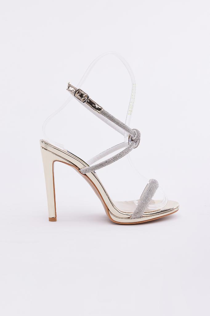 Mirror Stone Ankle Strap Women's High Heel Shoes