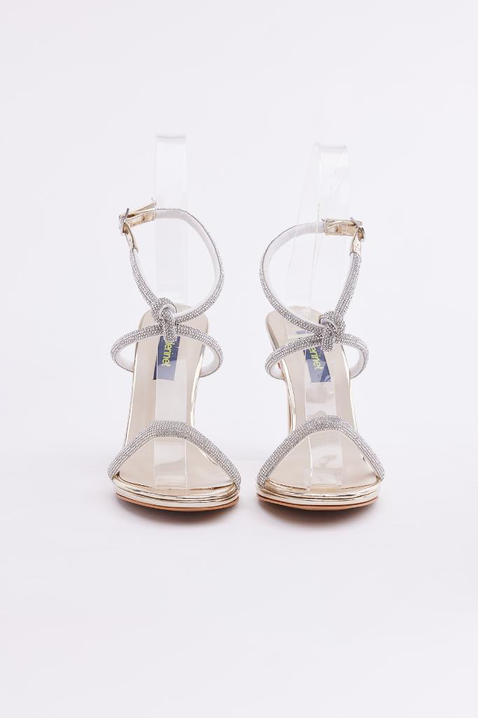 Mirror Stone Ankle Strap Women's High Heel Shoes