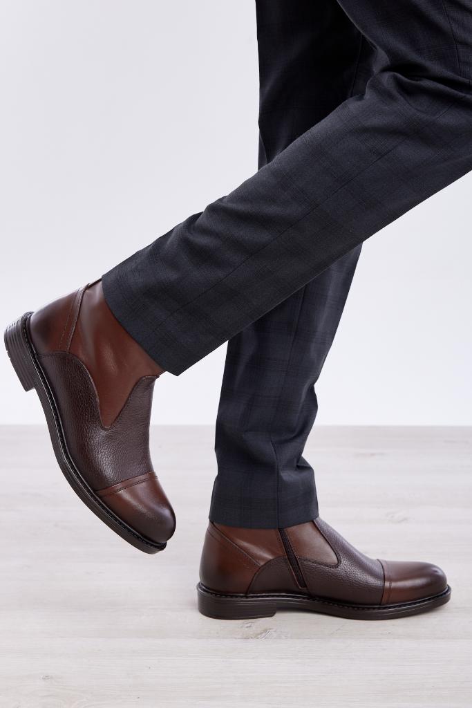 Genuine Leather Zippered Men's Boots