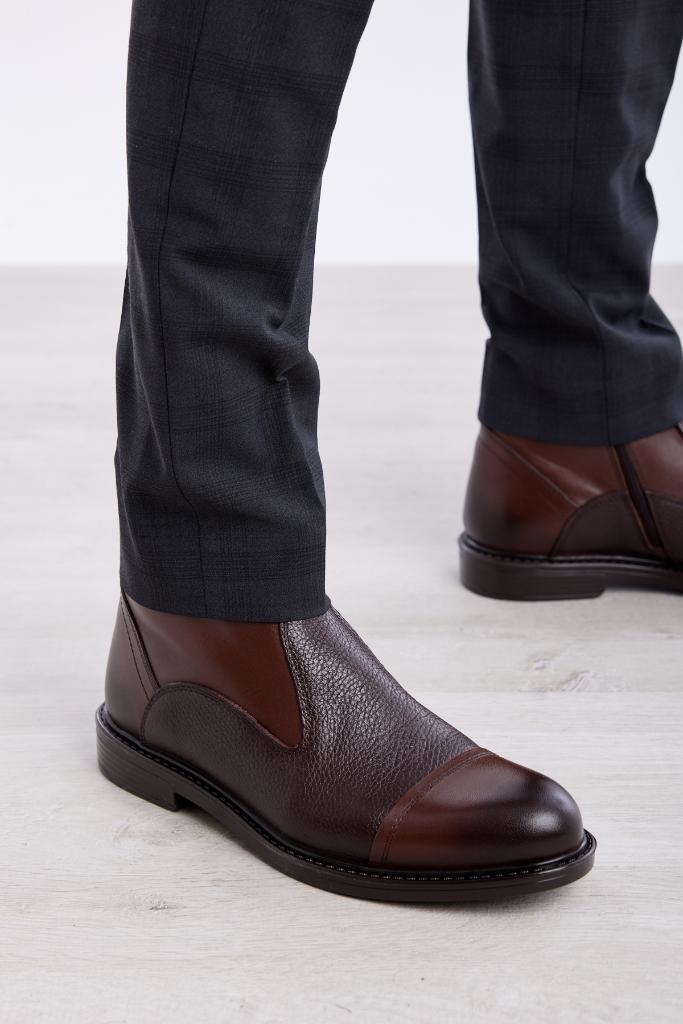 Genuine Leather Zippered Men's Boots