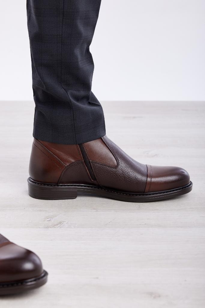 Genuine Leather Zippered Men's Boots